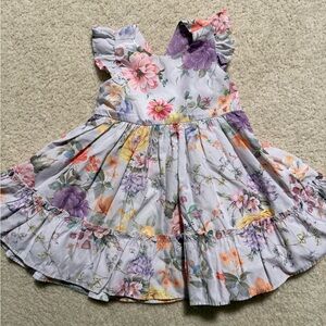 Floral 12 month Dress with Ruffle Sleeves